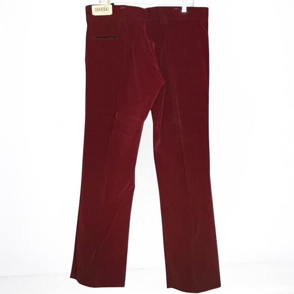 Vintage 70s Braten Velvet Pants 36x32 Burgundy Red NOS Wide Leg Party Retro Glam - Picture 6 of 10